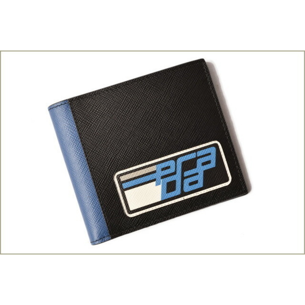 Prada Folding Wallet Patchwork Black Azzurro - image 2